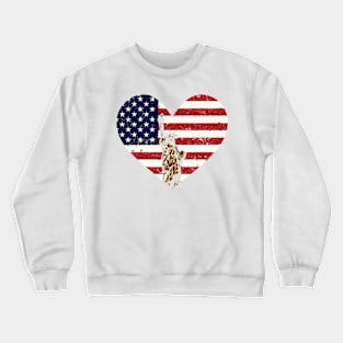 Leopard American Flag Hearts 4th of July Cute Crewneck Sweatshirt